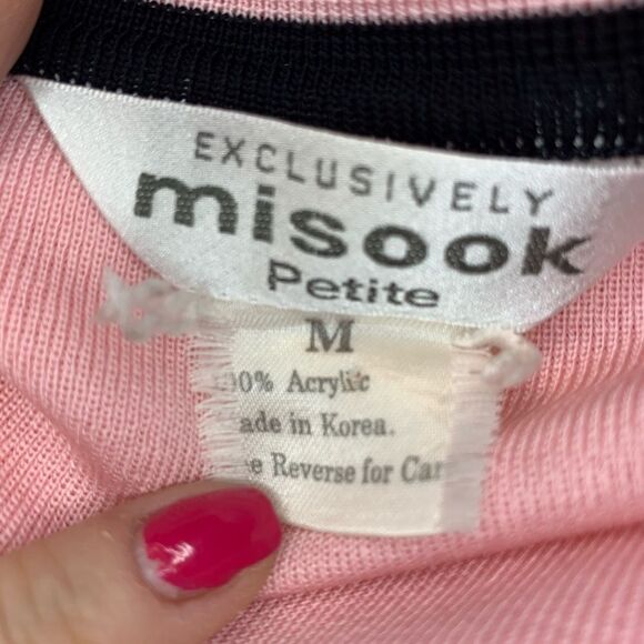 Misook 3/4 sleeve sweater blouse w military neck - Picture 5 of 5